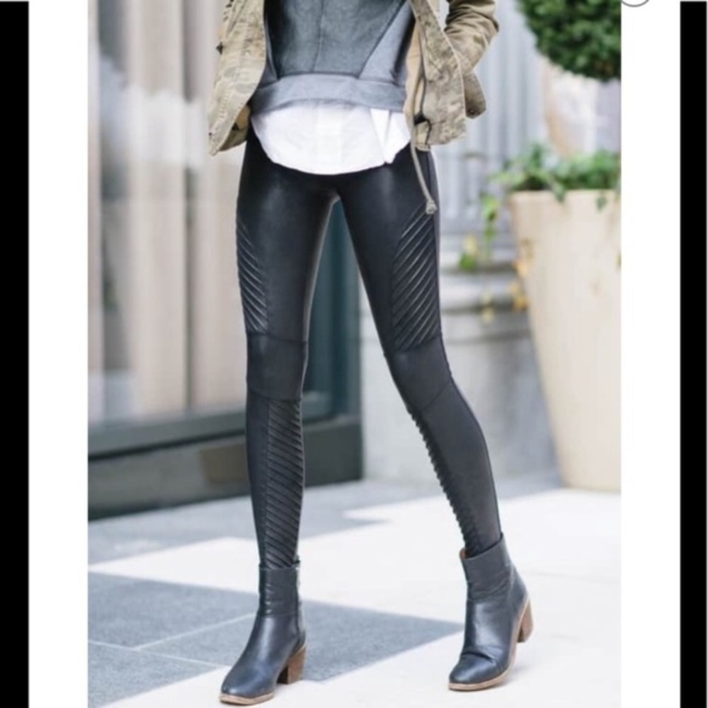 Spanx Faux Leather Moto leggings black
